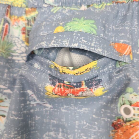 Original Penguin Men's Blue Lightweight Elastic Waistband Tropical Swim Trunks L - Picture 11 of 14